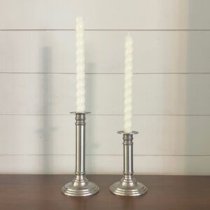 Vintage Elegant Silver Colored Brass Candle Holders